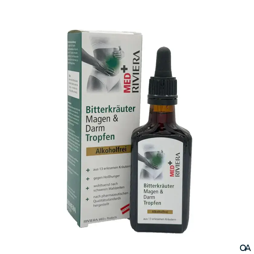 Riviera MED+ Bitterkräuter Magen & Darm Tropfen alkoholfrei Riviera MED+ Bitterkräuter Magen & Darm Tropfen alkoholfrei