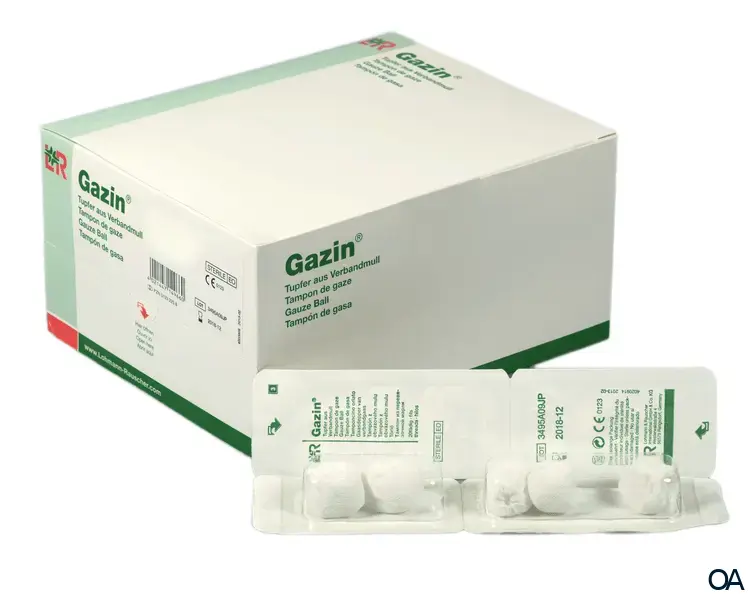 Gazin® Tupfer aus Verbandmull, steril, pflaumengroß 3 - ohne Röntgenkontrastfaden, 20-fädig, 25 x 5 Stück