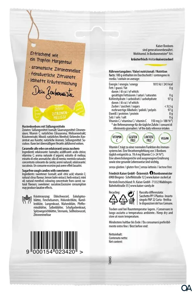 Kaiser Zitronenmelisse Hustenbonbons zuckerfrei Kaiser Zitronenmelisse Hustenbonbons zuckerfrei