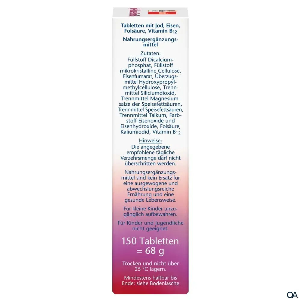 Doppelherz aktiv Jod + Folsäure + Eisen + B12 Tabletten