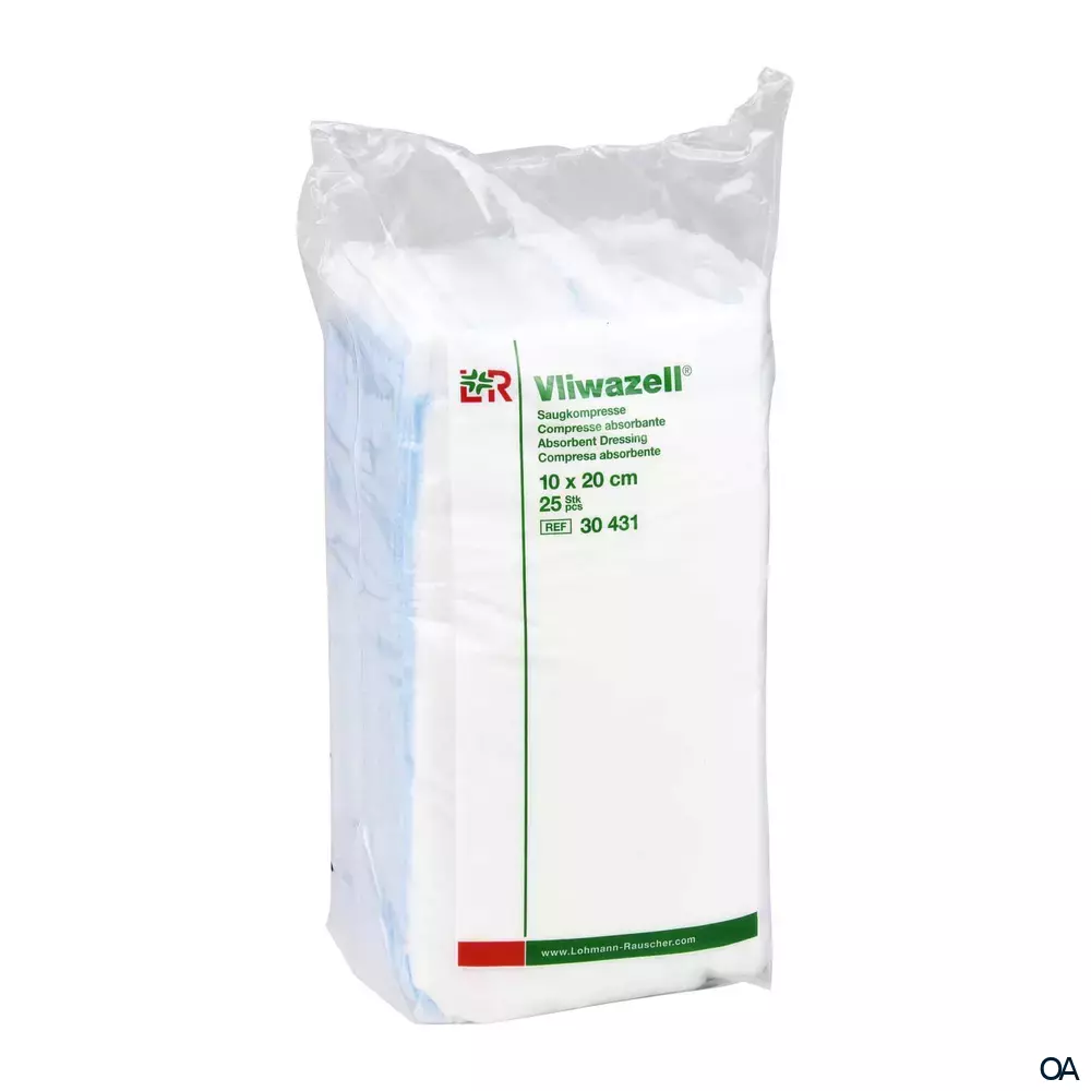 Vliwazell® hochsaugfähige Wundauflage unsteril, 10 x 20 cm im Folienbeutel Vliwazell® hochsaugfähige Wundauflage unsteril, 10 x 20 cm im Folienbeutel