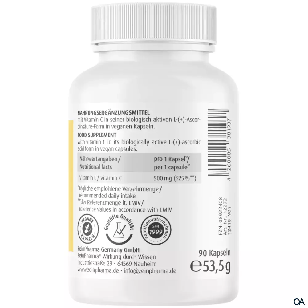 ZeinPharma Vitamin C 500 mg Kapseln ZeinPharma Vitamin C 500 mg Kapseln