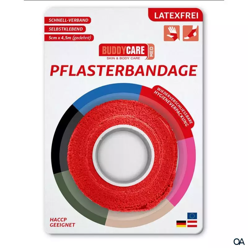 BUDDYCARE® MED Pflasterbandage Rot 5 cm x 4,5 m BUDDYCARE® MED Pflasterbandage Rot 5 cm x 4,5 m