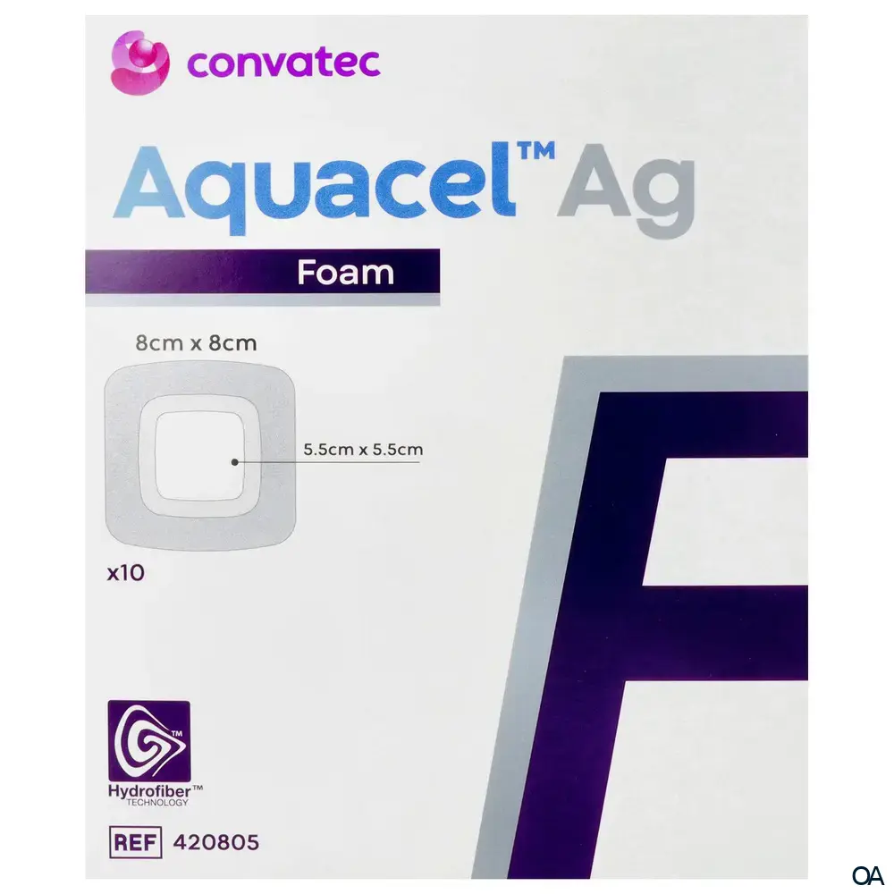 ConvaTec Aquacel® Ag Foam adhäsiv Schaumverband steril 8 x 8 cm ConvaTec Aquacel® Ag Foam adhäsiv Schaumverband steril 8 x 8 cm