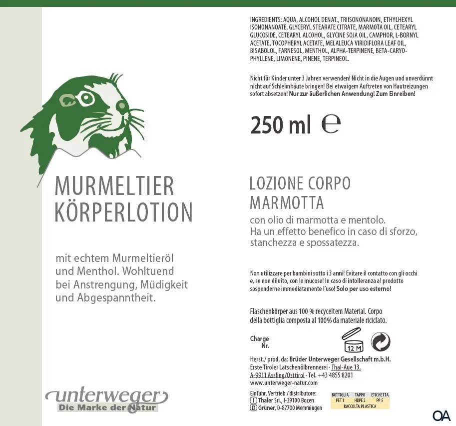 Unterweger Murmeltier Körperlotion