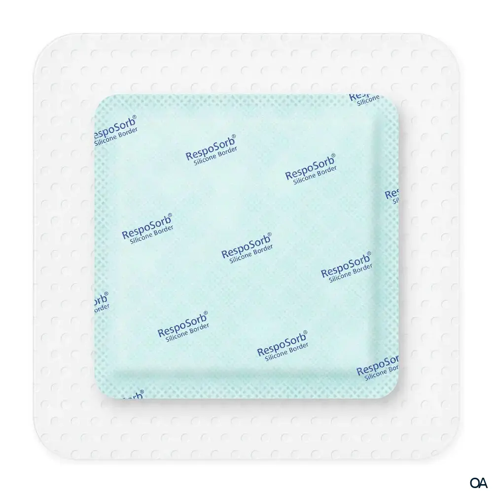 RespoSorb® Silicone Border selbsthaftende superabsorbierende Saugkompresse mit Silikonwundkontaktschicht steril, 12,5 x 12,5 cm