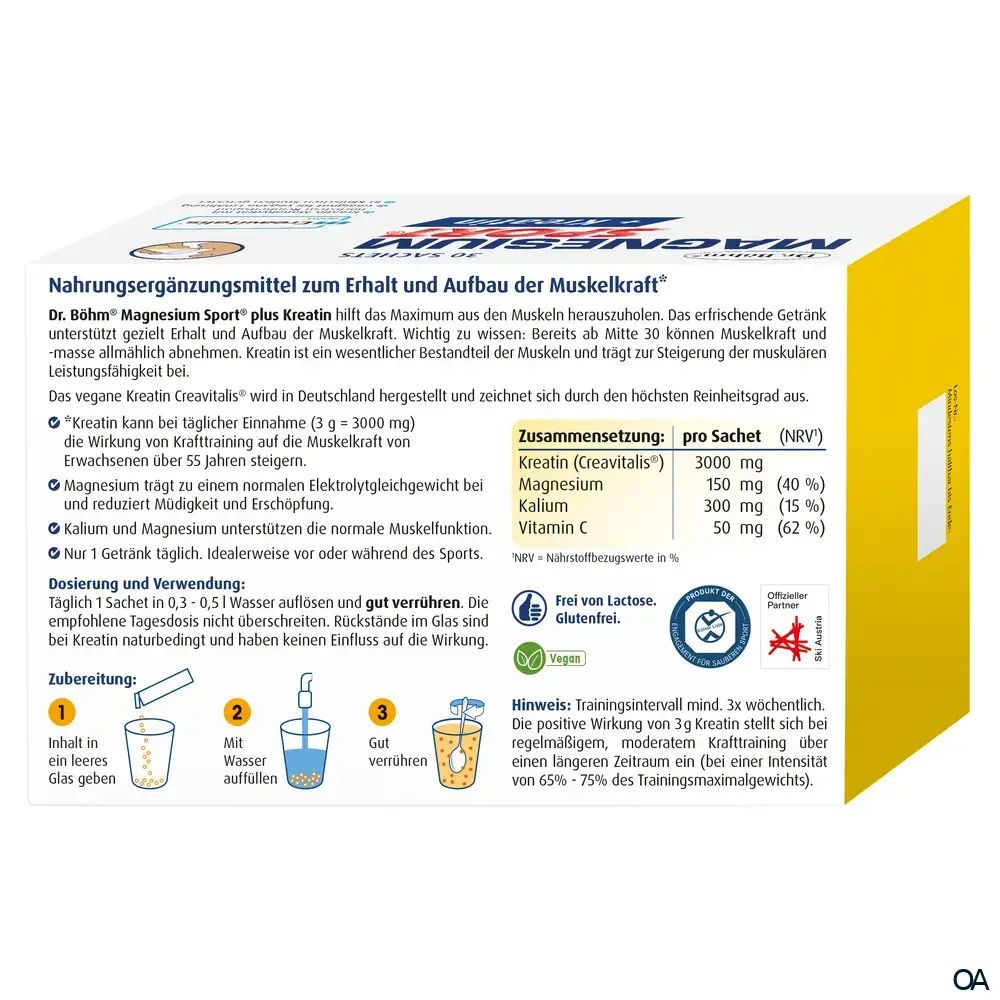 Dr. Böhm® Magnesium Sport® + Kreatin Trinkpulver Sachets