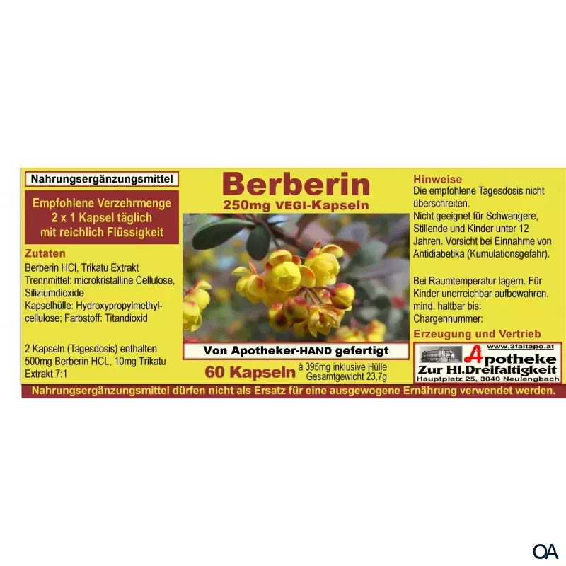 Berberin 250 mg Vegi-Kapseln Berberin 250 mg Vegi-Kapseln