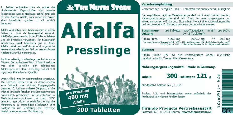 The Nutri Store Alfalfa Presslinge The Nutri Store Alfalfa Presslinge