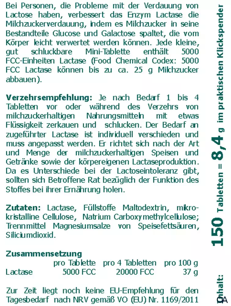 The Nutri Store Lactase 5.000 FCC Mini Tabletten Dosierspender The Nutri Store Lactase 5.000 FCC Mini Tabletten Dosierspender