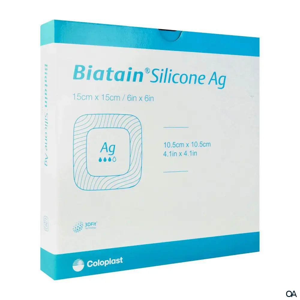 Biatain® Silicone Ag Silikon-Schaumverband mit Silber steril, 15 x 15 cm Biatain® Silicone Ag Silikon-Schaumverband mit Silber steril, 15 x 15 cm