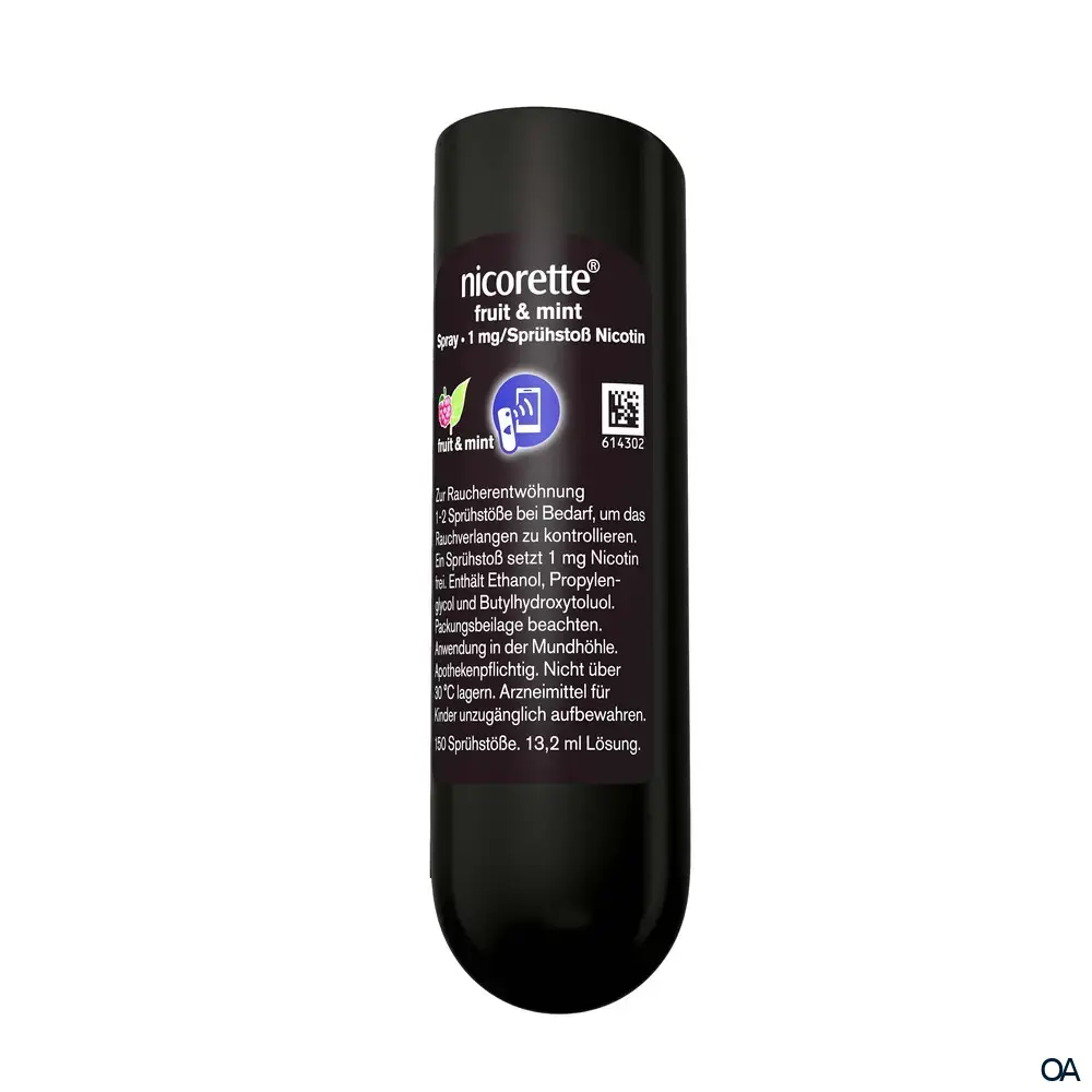 Nicorette® Fruit & Mint Spray 1 mg/Sprühstoß Spray zur Anwendung in der Mundhöhle, Lösung