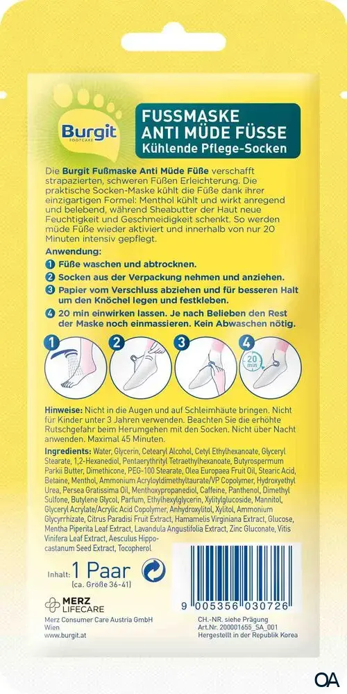 Burgit Fußmaske Anti Müde Füße