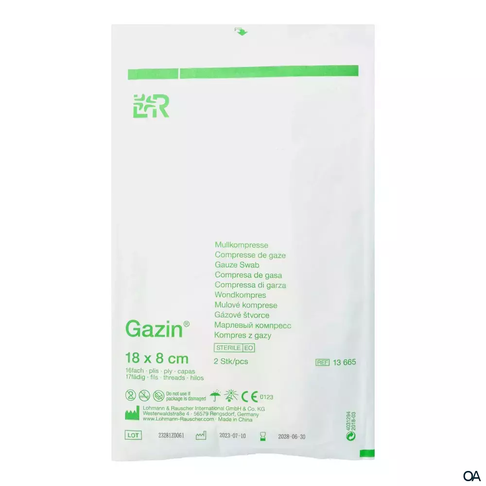 Gazin® Mullkompressen steril, 16-fach, 17-fädig, 18 x 8 cm