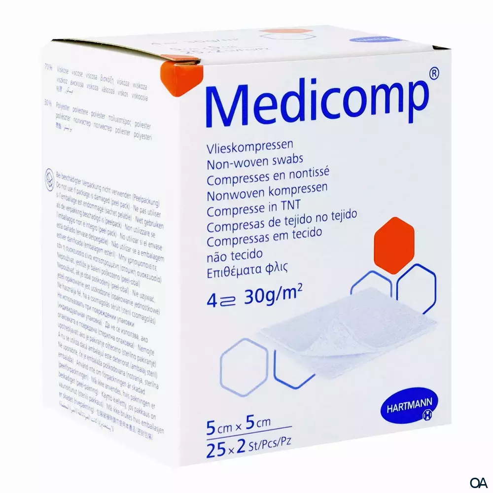 Medicomp® Vlieskompressen steril, 4-fach, 5 x 5 cm