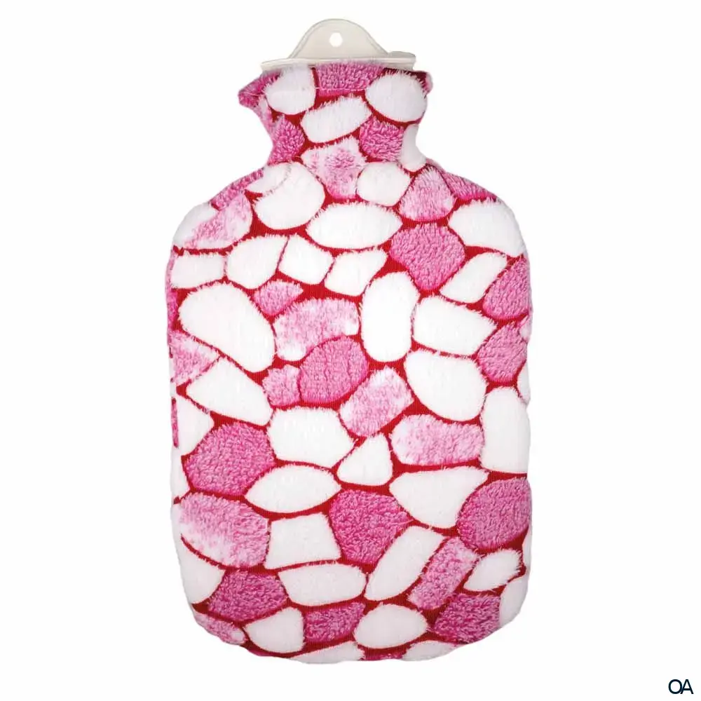 Sänger Wärmflasche mit Plüschbezug, Mosaik weiß/pink - 2,0L