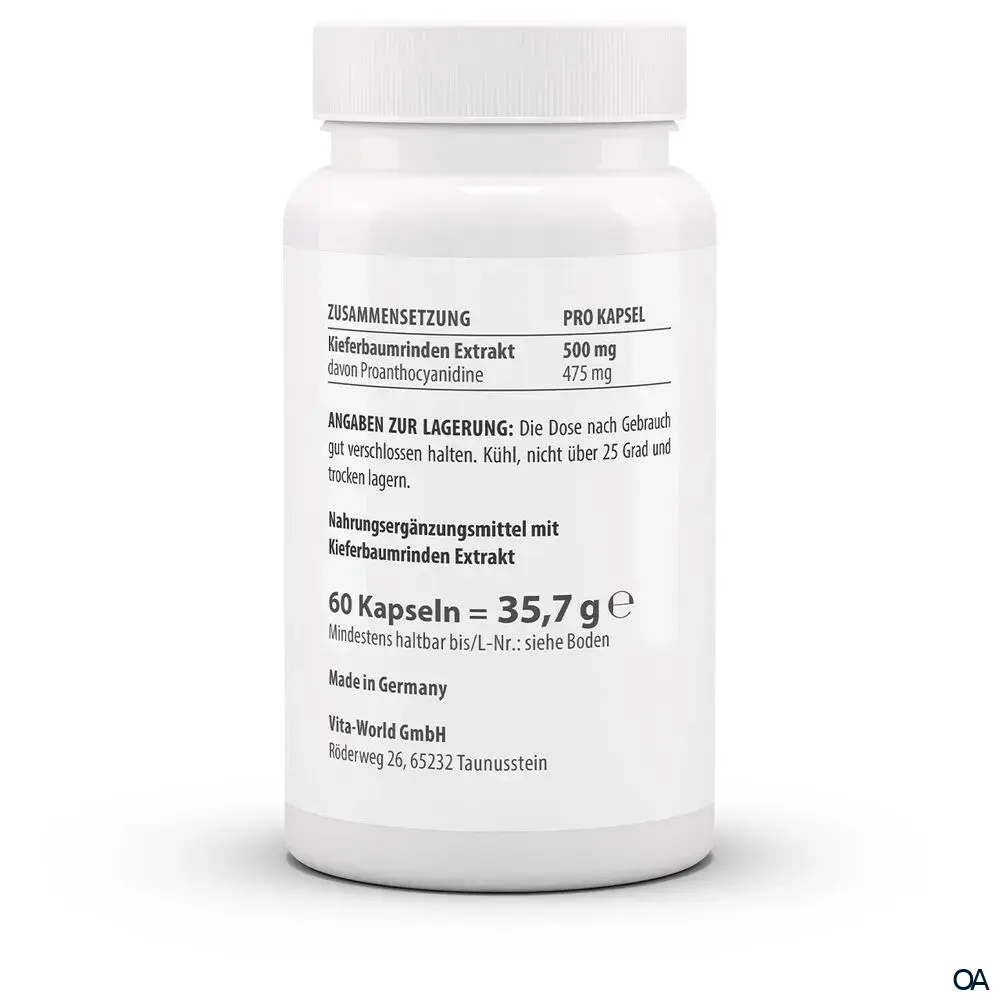 Vitaworld Kiefernrindenextrakt 500 mg Kapseln