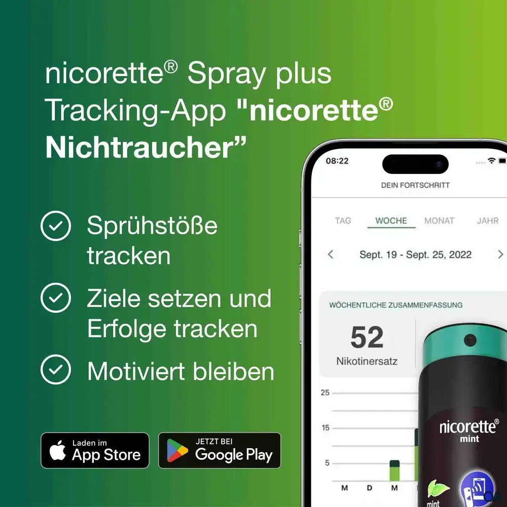 Nicorette® Fruit & Mint Spray 1 mg/Sprühstoß Spray zur Anwendung in der Mundhöhle, Lösung
