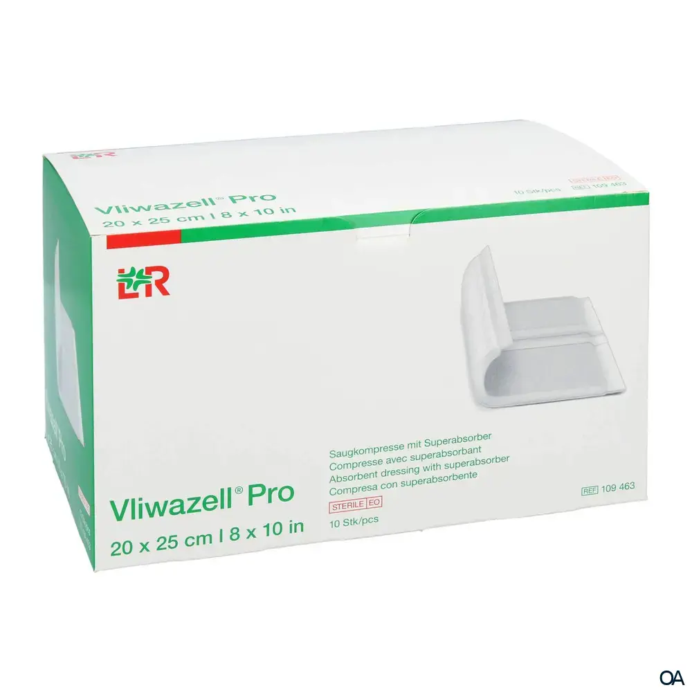 Vliwazell® Pro Saugkompresse mit Superabsorber steril, 20 x 25 cm Vliwazell® Pro Saugkompresse mit Superabsorber steril, 20 x 25 cm