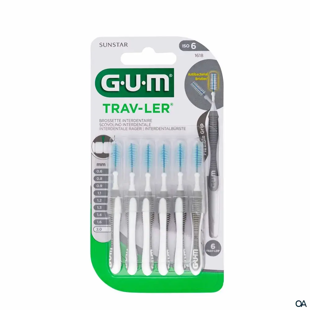 GUM® TRAV-LER® Interdentalbürsten Kerze ISO 6 - Ø 2,0 mm - Grau GUM® TRAV-LER® Interdentalbürsten Kerze ISO 6 - Ø 2,0 mm - Grau