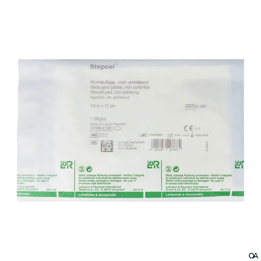 Stepcel® weiche, nicht verklebende Wundauflage steril - Größe 3, 25 x 15 cm
