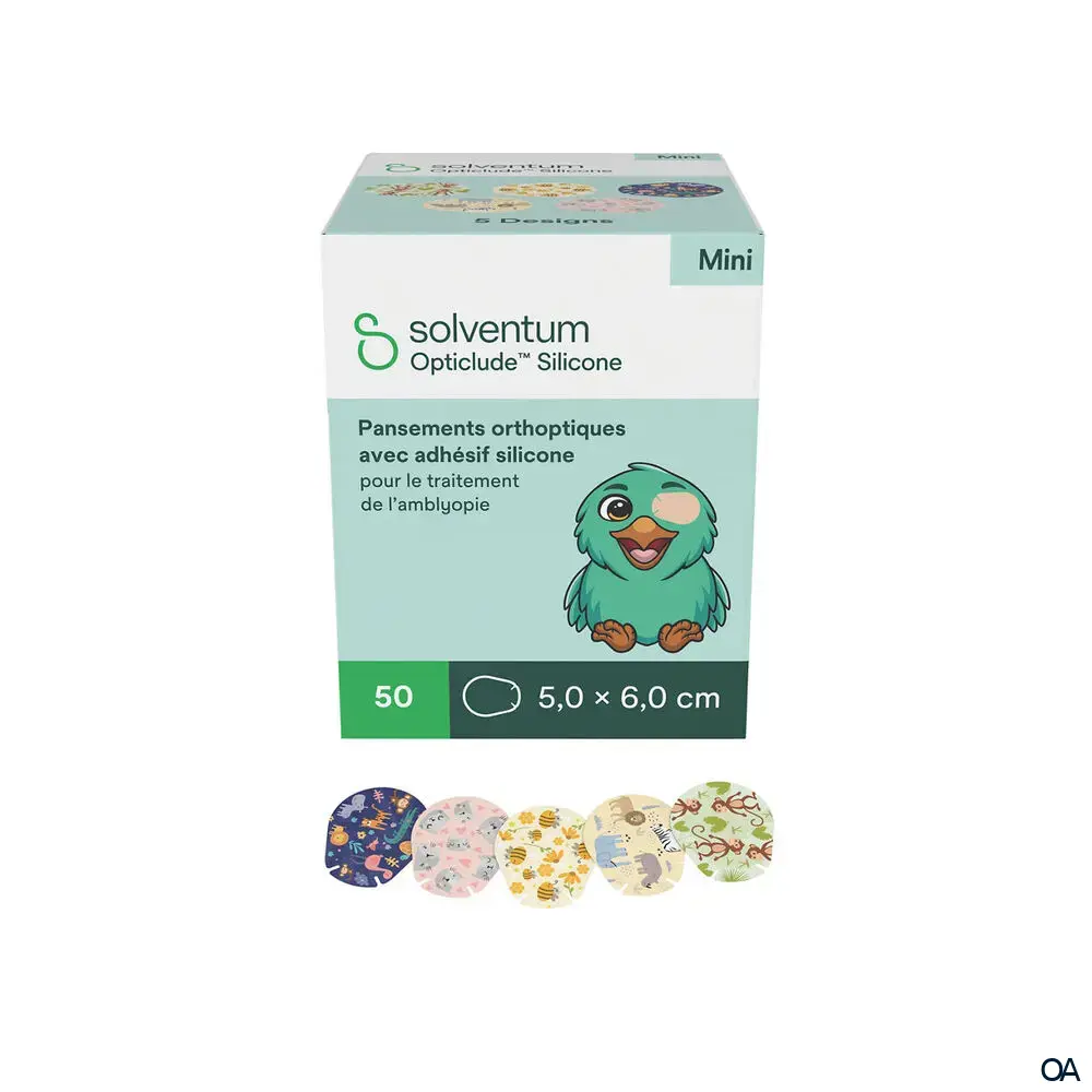 Solventum™ Opticlude™ Silicone Augenpflaster 2737 PG, Mini, Mädchen, 5 × 6 cm