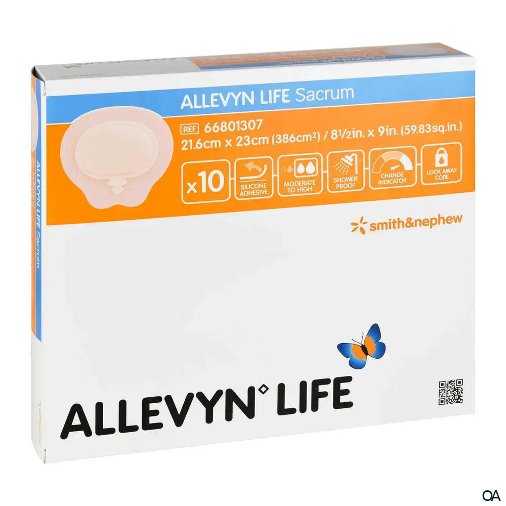 ALLEVYN LIFE Sacrum Silikonschaumverband, steril, 21,6 x 23 cm ALLEVYN LIFE Sacrum Silikonschaumverband, steril, 21,6 x 23 cm