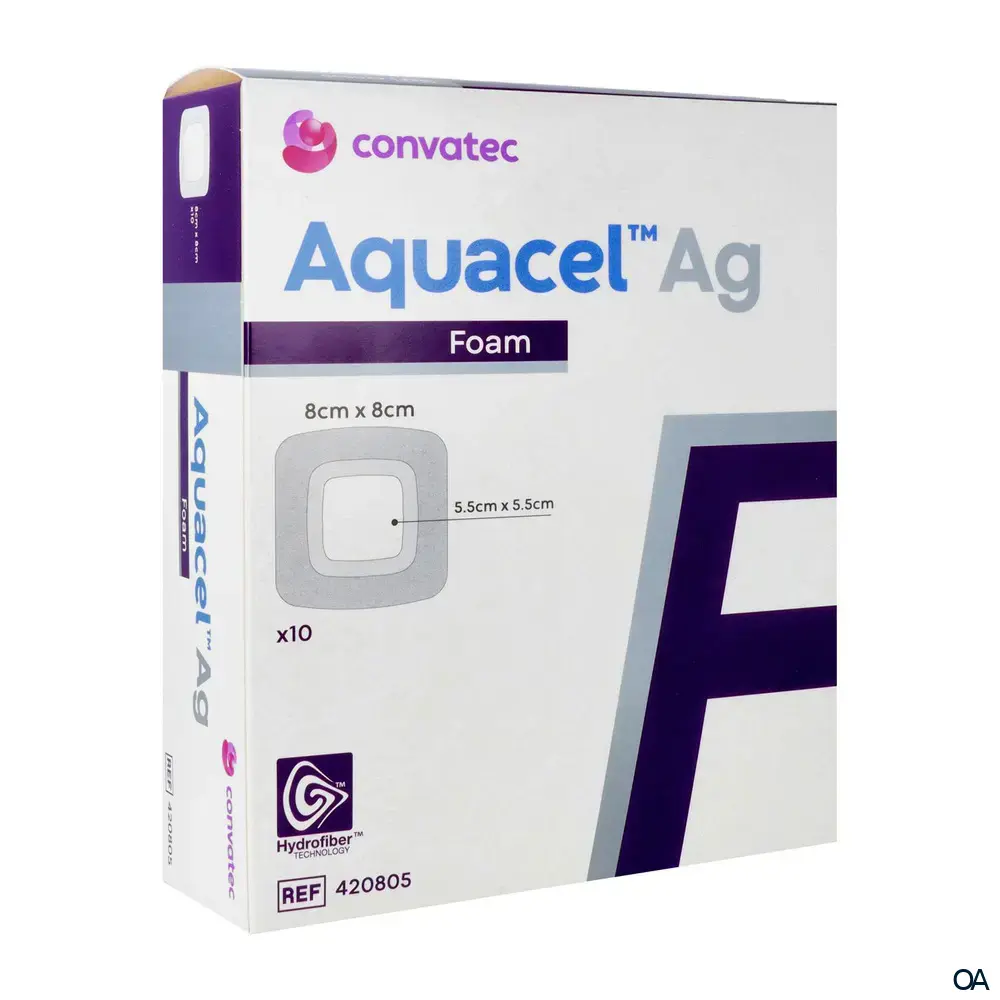 ConvaTec Aquacel® Ag Foam adhäsiv Schaumverband steril 8 x 8 cm ConvaTec Aquacel® Ag Foam adhäsiv Schaumverband steril 8 x 8 cm