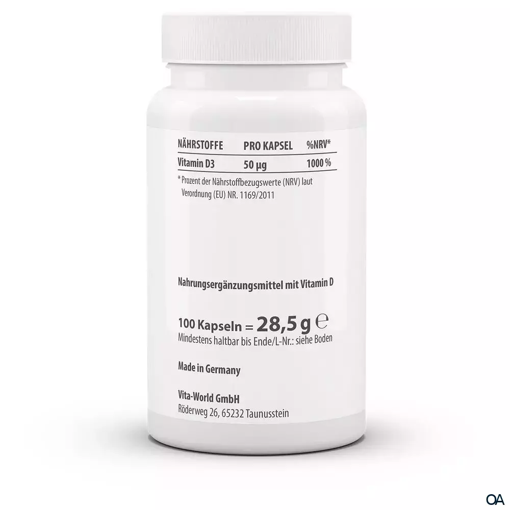 Vitaworld Vitamin D3 2000 I.U. Kapseln