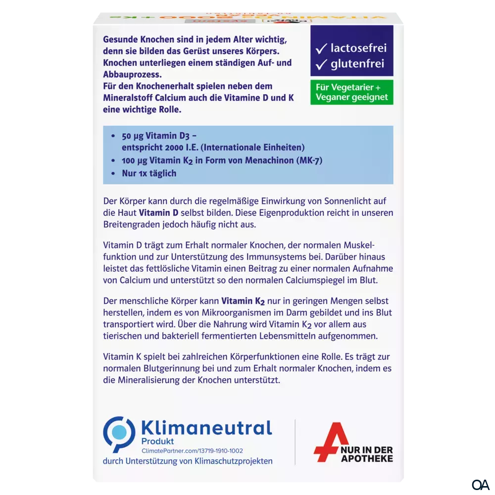 Doppelherz system VITAMIN D3 2000 + K2 VEGAN Tabletten