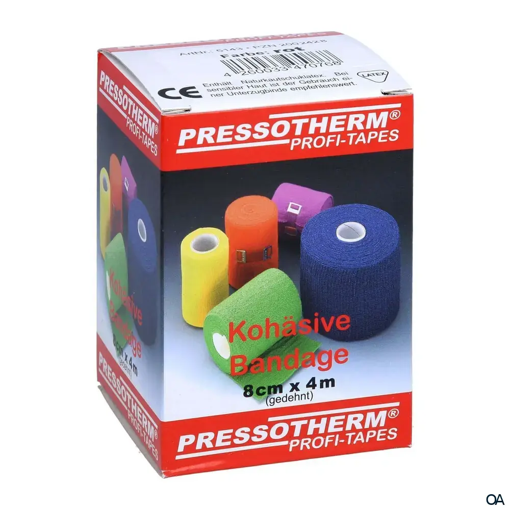 Pressotherm® Bandage Kohäsive Elastische Fixierbinde 8 cm x 4 m - Rot