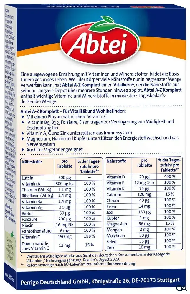 Abtei A-Z Komplett Depot-Tabletten