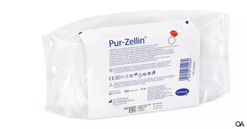 Pur-Zellin® Zellstofftupfer Rolle (500 Stück), keimreduziert, 4 x 5 cm