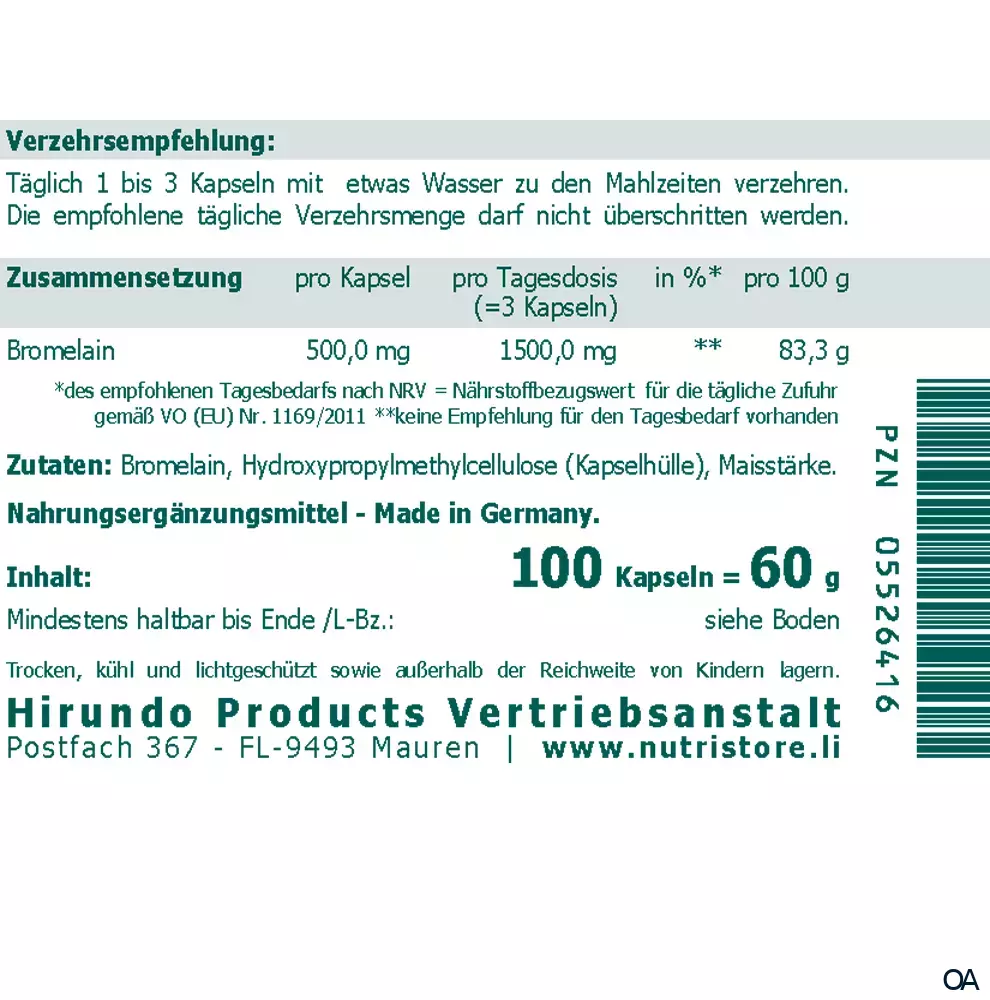 The Nutri Store Bromelain 500 mg vegan Kapseln The Nutri Store Bromelain 500 mg vegan Kapseln