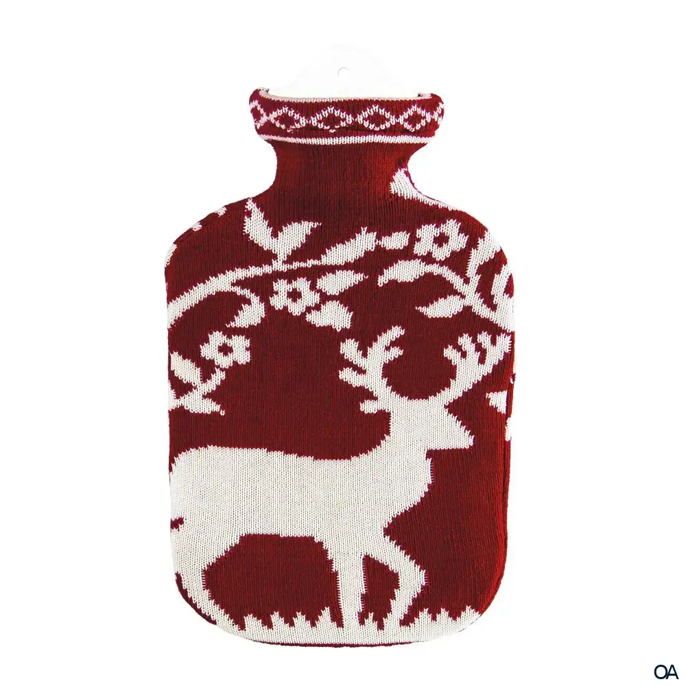 Sänger Wärmflasche mit Strickbezug aus Baumwolle "Hirsch" - 2,0L