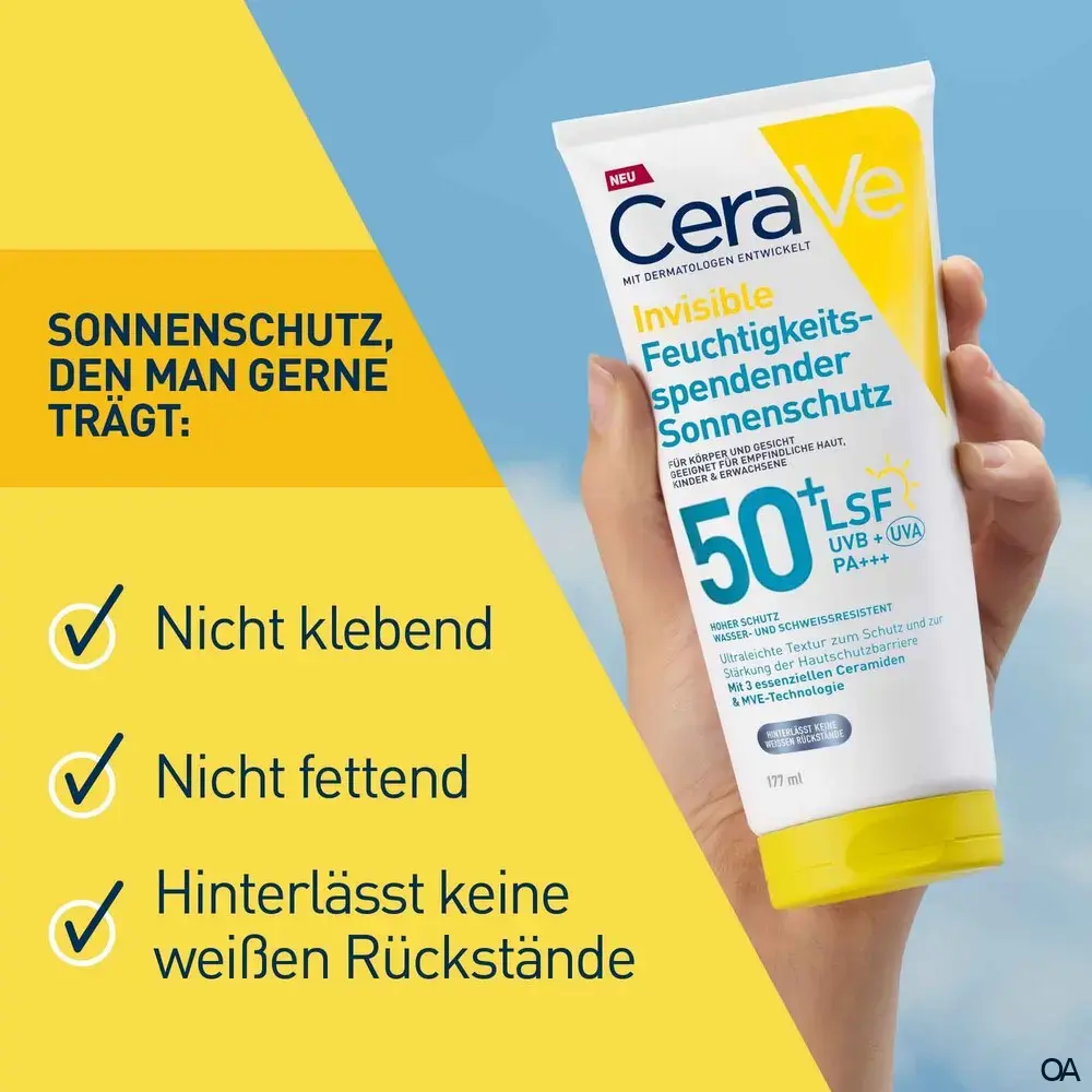 CeraVe Invisible Feuchtigkeitsspendender Sonnenschutz LSF 50+