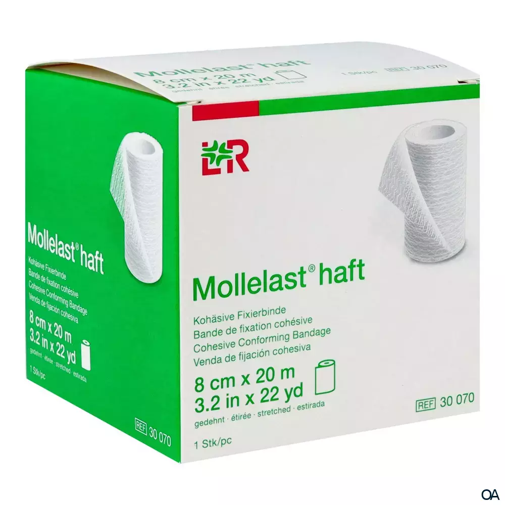 Mollelast® haft Kohäsive bielastische Fixierbinde weiß, 8 cm x 20 m
