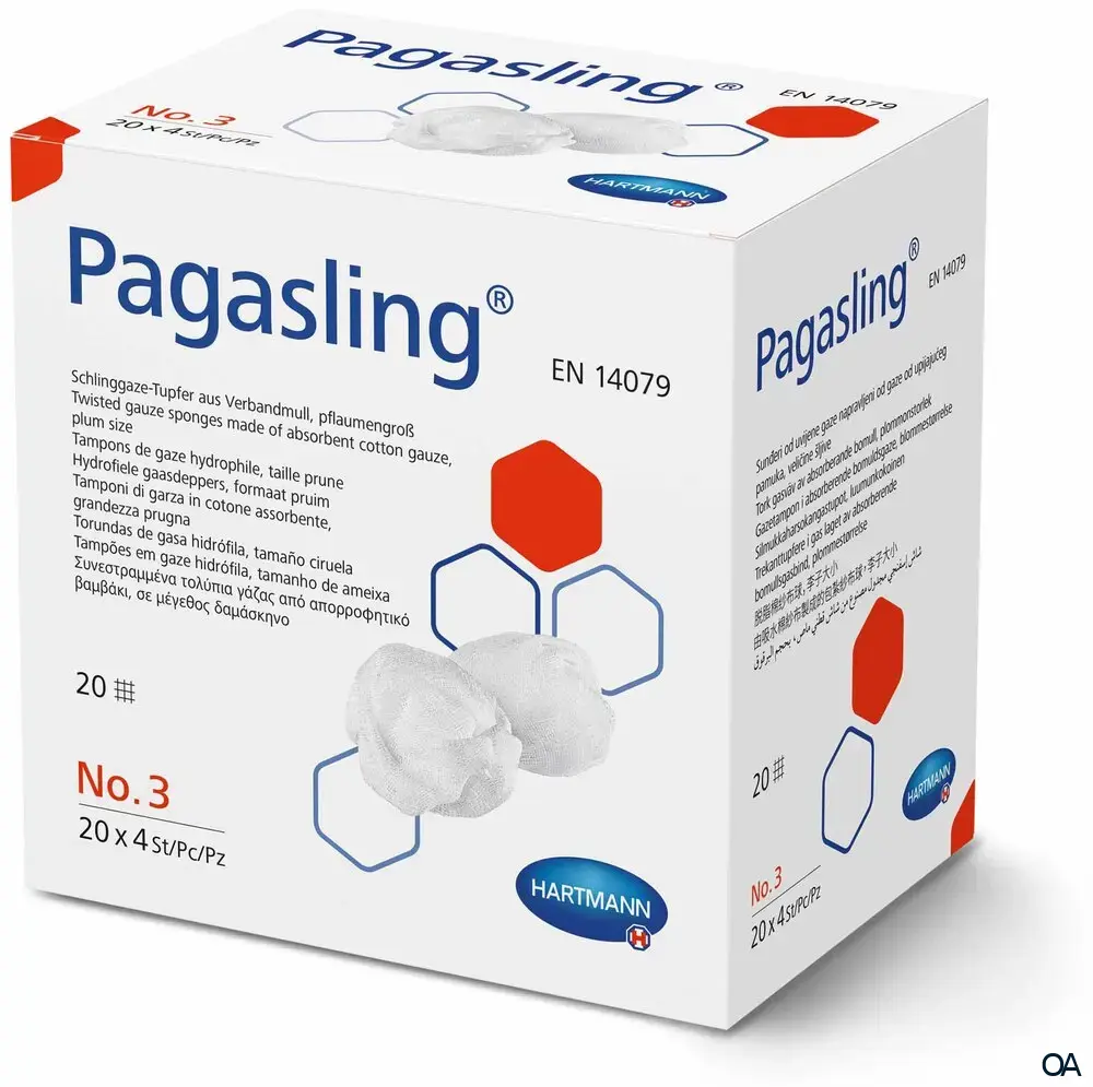 Pagasling®  Schlinggazetupfer aus Verbandmull steril, Größe 3 - pflaumengroß, 20 x 4 Stück