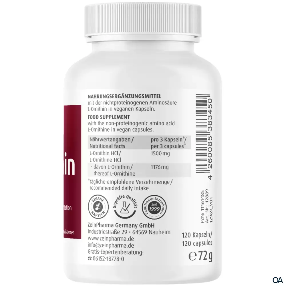 ZeinPharma L-Ornithin Kapseln 500 mg ZeinPharma L-Ornithin Kapseln 500 mg