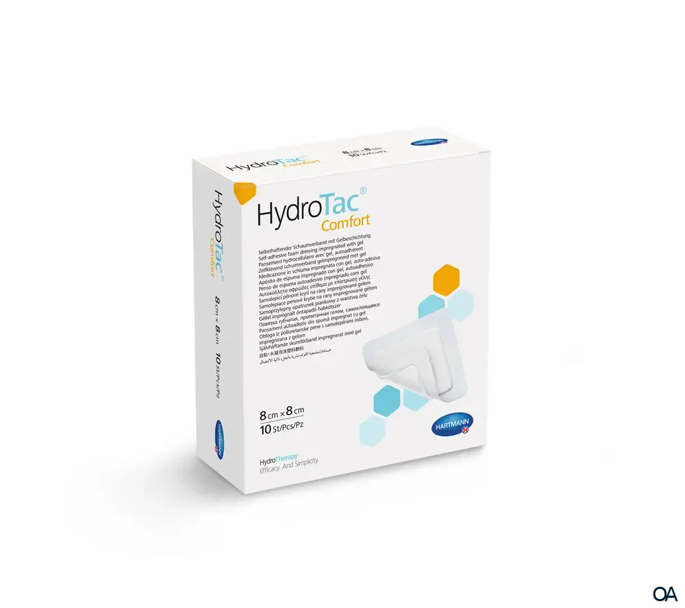 HydroTac® Comfort Selbsthaftender Schaumverband mit Gelbeschichtung steril, 8 x 8 cm