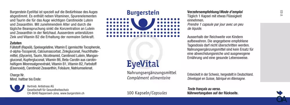 Burgerstein EyeVital Kapseln Burgerstein EyeVital Kapseln