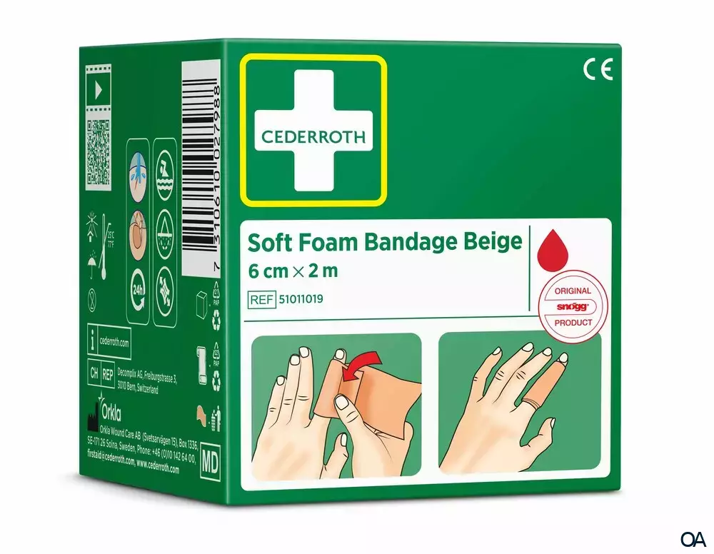 CEDERROTH Soft Foam Bandage Beige 6 cm x 2 m CEDERROTH Soft Foam Bandage Beige 6 cm x 2 m