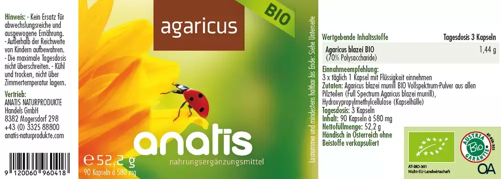 anatis Agaricus Pilz BIO Kapseln anatis Agaricus Pilz BIO Kapseln