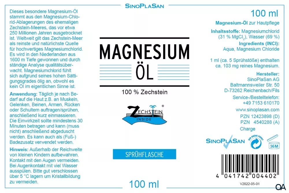 SinoPlaSan Magnesium-Öl Spray Zechstein