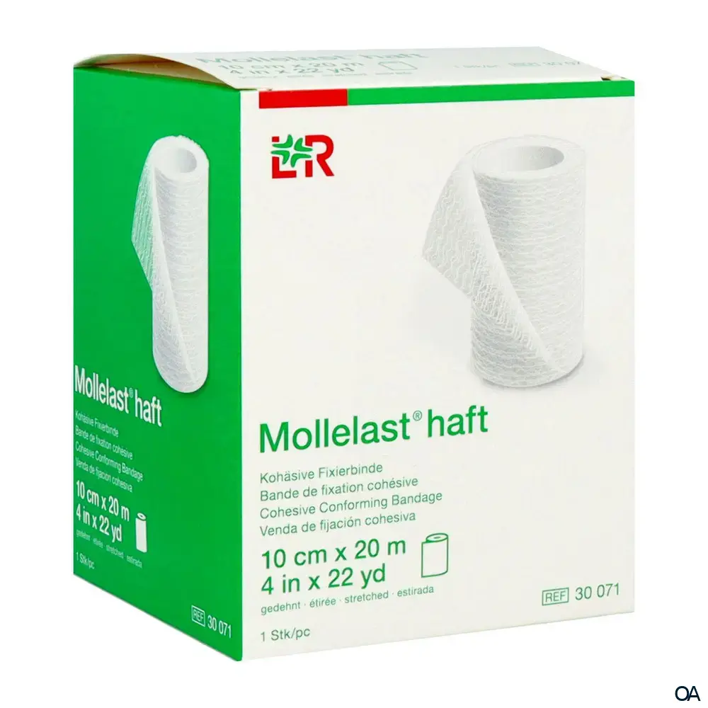 Mollelast® haft Kohäsive bielastische Fixierbinde weiß, 10 cm x 20 m