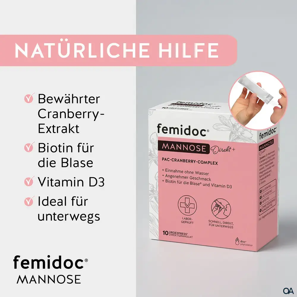femidoc® MANNOSE Direkt+ Direktgranulat-Sticks