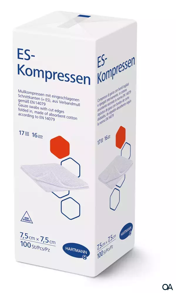 ES-Kompressen 16fach, unsteril, 7,5 x 7,5 cm ES-Kompressen 16fach, unsteril, 7,5 x 7,5 cm