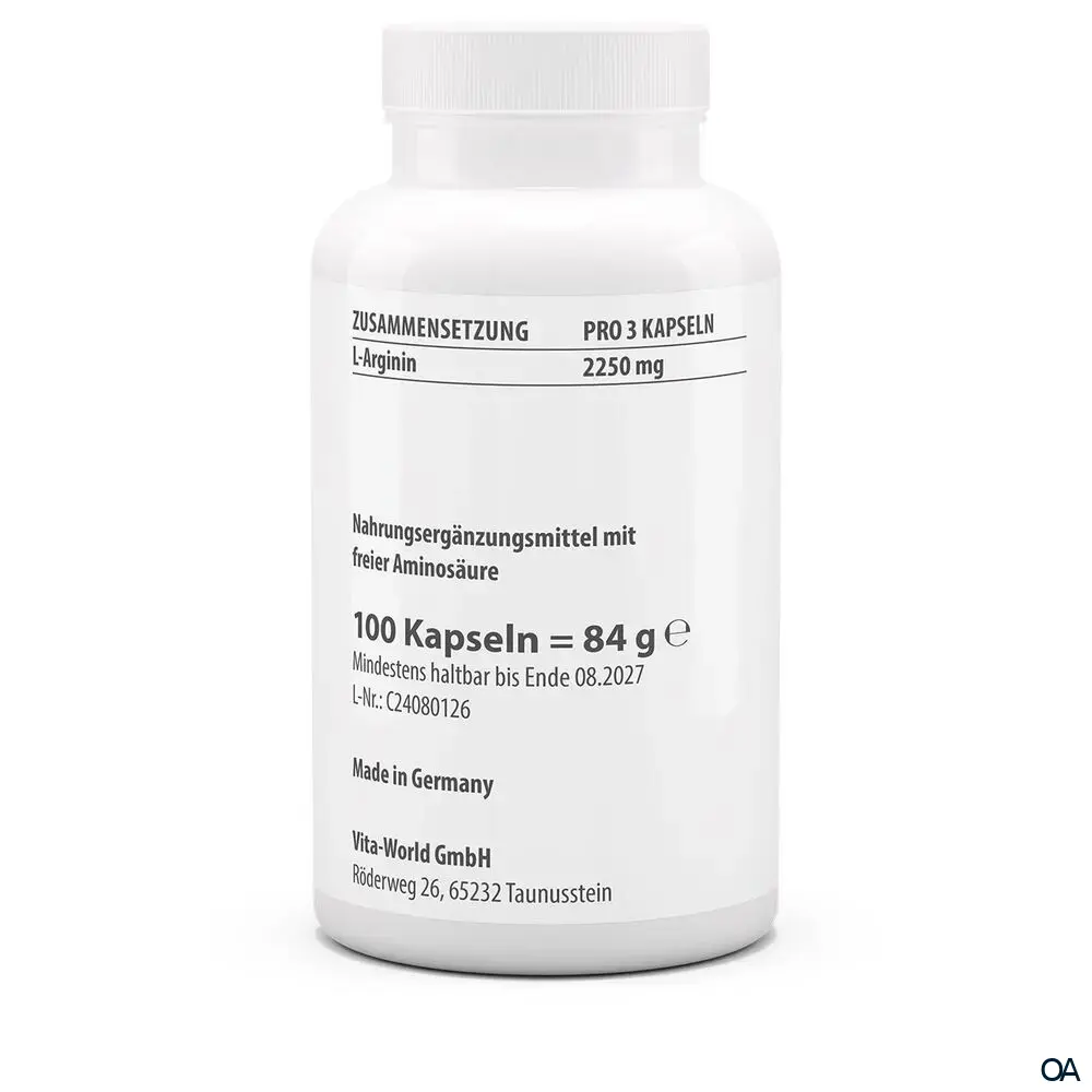Vitalworld L-Arginin 750 mg Kapseln Vitalworld L-Arginin 750 mg Kapseln