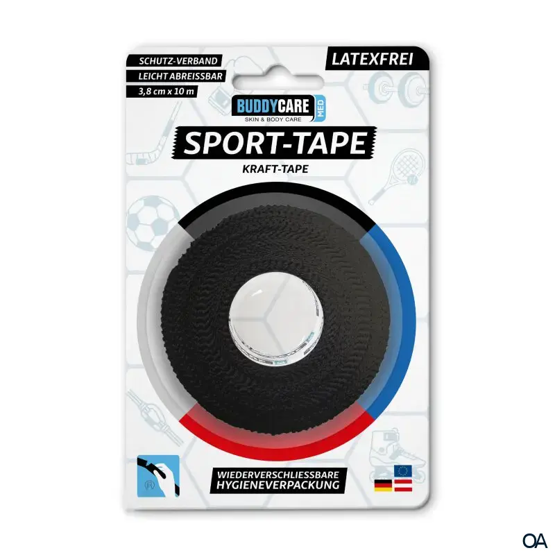 BUDDYCARE® MED Sport-Tape schwarz, 3,8 cm x 10m