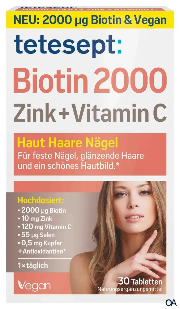 tetesept Biotin 2000 + Zink + Vitamin C Tabletten